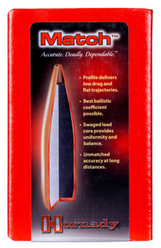 Hornady 3039 Match  30 Cal .308 155 gr Hollow Point Boat Tail Match 100 Per Box 15 Case UPC: 090255230390