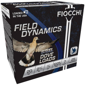Fiocchi Field Dynamics Dove Load 20 Gauge Shotshell Ammunition, 2 3/4 Inch, 1225 FPS, 2/3 Ounce, #7 Shot - 25 Cartridge Box ( 25 / 1 )