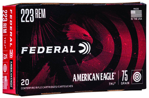 Federal American Eagle Hyper Velocity Centerfire Ammunition, 223 Remington, Total Metal Jacket, 75 Grain - 20 Cartridge Box ( 20 / 1 )