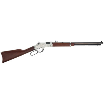Henry H004SE Silver Eagle  22 Short 22 Long or 22 LR Caliber with 16 LR21 Short Capacity 20 Blued Barrel NickelPlated Metal Finish  American Walnut Stock Right Hand Full Size UPC: 619835016195