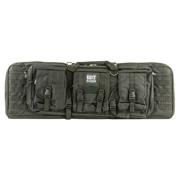 Bulldog BDT6037B Tactical Double Rifle Case 37 Black with 3 Accessory Pockets  Deluxe Padded Backstraps Lockable Zippers Holds 2 Rifles Padded Internal Divider UPC: 672352010565