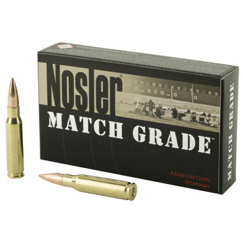 Nosler Match Grade Hyper Velocity Centerfire Ammunition, 308 Winchester, Jacketed Hollow Point, 168 Grain - 20 Cartridge Box ( 20 / 1 )