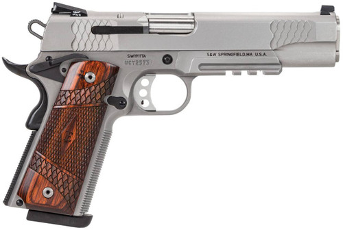 S&W 1911TA E 45ACP 5" STS NS RAIL WD UPC: 022188084115