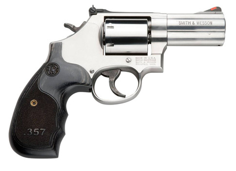 Smith  Wesson 150853 Model 686 Plus 357 Mag 7rd Shot 3 Satin Stainless Steel Barrel Cylinder  Frame BlackSilver Custom Wood Grip UPC: 022188145175