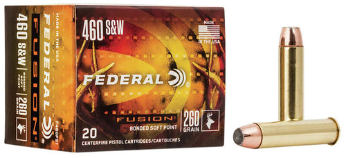 Federal Fusion Hyper Velocity Centerfire Ammunition, 460 S&W Mag, Fusion Soft Point, 260 Grain - 20 Cartridge Box ( 20 / 1 )