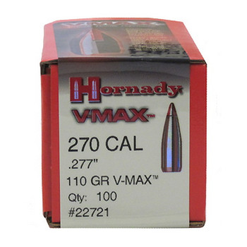Hornady 22721 VMax  6.8mm .277 110 gr V Max 100 Per Box 25 Case UPC: 090255227215