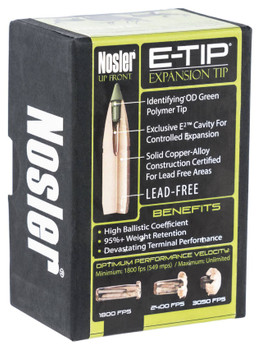 Nosler 59180 ETip  30 Cal .308 180 gr Spitzer 50 Per Box UPC: 054041591805