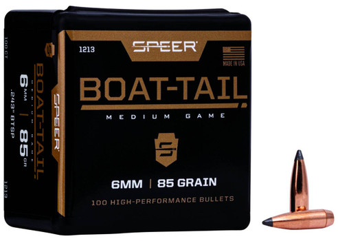 Speer 1213 BoatTail  6mm .243 85 gr Jacketed Soft Point Boat Tail 100 Per Box 5 Case UPC: 076683012135