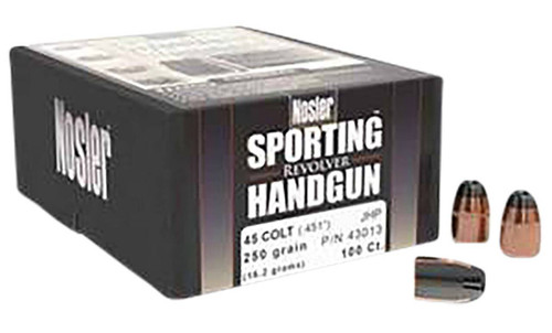 Nosler 43013 Sporting Handgun  45 Colt .451 250 gr Jacketed Hollow Point 100 Per Box UPC: 054041430135