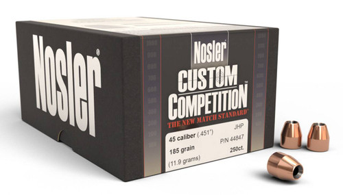 Nosler 44847 Custom Competition 45 Cal .451 185 gr Jacketed Hollow Point 250 Per Box UPC: 054041448475