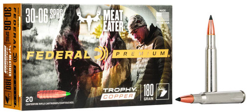Federal Trophy Copper Hyper Velocity Centerfire Ammunition, 30-06 Springfield, Trophy Copper, 180 Grain - 20 Cartridge Box ( 20 / 1 )