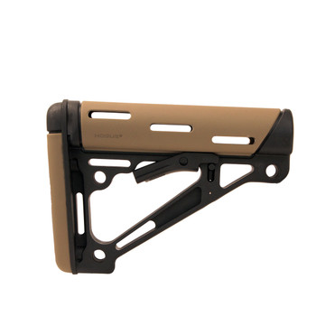 Hogue 15350 OverMolded Collapsible Buttstock Tan OverMolded Rubber Black Synthetic AR15 M16 M4 UPC: 743108153505