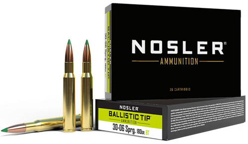 Nosler Ballistic Tip Hyper Velocity Centerfire Ammunition, 30-06 Springfield, Spitzer Ballistic Tip, 180 Grain - 20 Cartridge Box ( 20 / 1 )