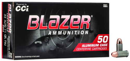 CCI Blazer Subsonic Centerfire Ammunition, 32 ACP, Total Metal Jacket, 71 Grain - 50 Cartridge Box ( 50 / 1 )