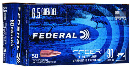 Federal Varmint & Predator Hyper Velocity Centerfire Ammunition, 6.5mm Grendel, Jacketed Hollow Point, 90 Grain - 50 Cartridge Box ( 50 / 1 )