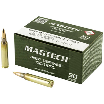 Magtech First Defense Tactical Hyper Velocity Centerfire Ammunition, 5.56 x 45mm NATO, Full Metal Jacket, 55 Grain - 50 Cartridge Box ( 50 / 1 )