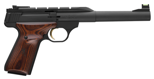 Browning 051499490 Buck Mark Hunter 22 LR 10+1 7.25" Tapered Bull Barrel, Matte Black Optic Ready/Serrated Steel Slide, Matte Black Aluminum Frame, Laminate Cocobolo Grips                             