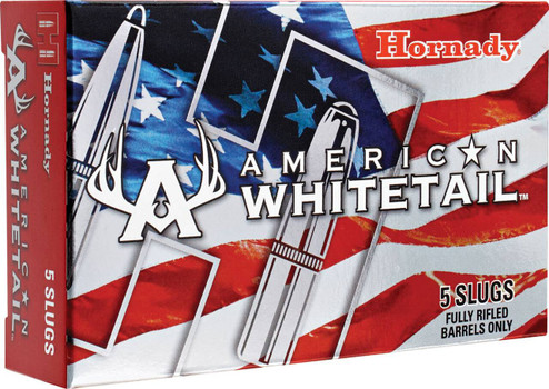 Hornady American Whitetail 12 Gauge Shotshell Ammunition, 2 3/4 in, 1825 fps, 1 oz, Slug - 5 Cartridge Box ( 5 / 1 )