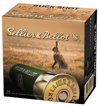 Sellier & Bellot SB12BSG Hunting  12Gauge 2.75" 9Pellets 1 1/8oz 00Buck Shot 25 Box/10 Case                                                                                                             