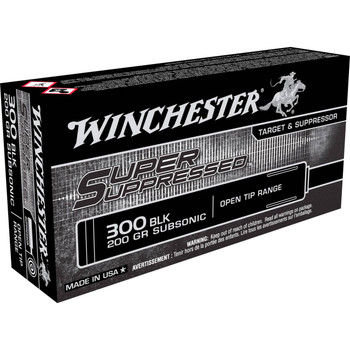 Winchester Super Suppressed Standard Velocity Centerfire Ammunition, 300 Blackout, Open Tip Range, 200 Grain - 20 Cartridge Box ( 20 / 1 )