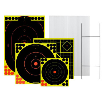 Birchwood Casey 38102 Sharpshooter Target  Stand Kit SilhouetteBullseye Paper Stand BlackYellow Includes Pasters 1 Frame4 Targets UPC: 029057381023