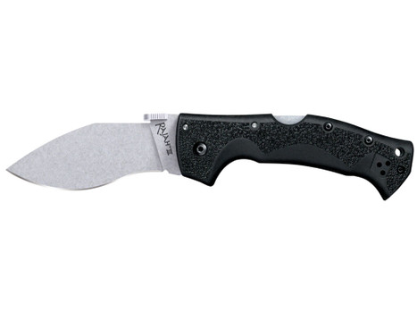 Cold Steel CS62JM Rajah III 3.50" Folding Drop Point Plain Stone Washed AUS-10A SS Blade/Black Griv-Ex Handle Includes Pocket Clip