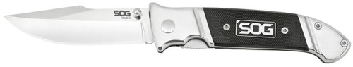 S.O.G SOGFF38CP Fielder  3.30 Folding Clip Point Plain Satin 7Cr17MoV SS Blade Black G10 Handle Includes Belt Clip UPC: 729857001823