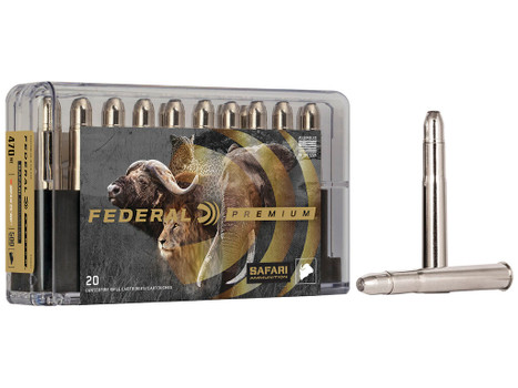 Federal P470T1 Premium Safari Cape-Shok 470NitroExpress 500gr Trophy Bonded Bear Claw 20 Per Box/10 Case