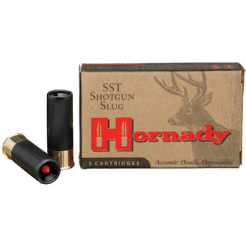 Hornady Super Shock Tip (SST) 12 Gauge Shotshell Ammunition, 2 3/4 in, 2000 fps, 2/3 oz, Slug - 5 Cartridge Box ( 5 / 1 )