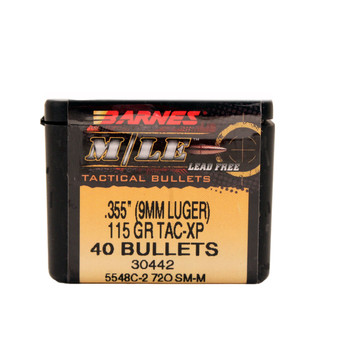 Barnes Bullets 30442 TACXP MLE 9mm .355 115 gr TAC XP 40 Per Box UPC: 716876355013