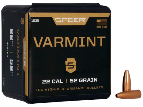 Speer 1035 Varmint 22Cal 52gr Hollow Point 100 Per Box/5 Case
