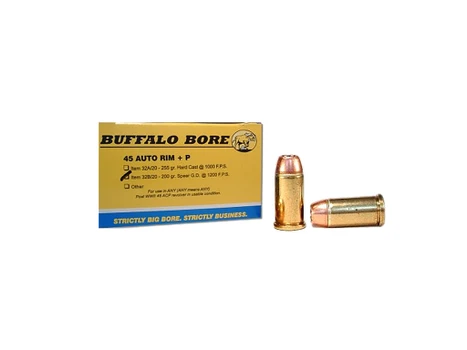 Buffalo Bore Ammunition 32B20 Personal Defense Strictly Business 45Auto Rim +P 200gr Jacket Hollow Point 20 Per Box/12 Case
