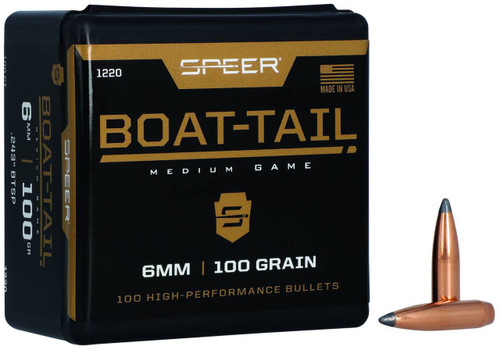 Speer 1220 BoatTail  6mm .243 100 gr Jacketed Soft Point Boat Tail JSPBT UPC: 076683012203