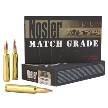 Nosler Match Grade Hyper Velocity Centerfire Ammunition, 30 Nosler, Custom Competition Hollow Point Boat Tail, 190 Grain - 20 Cartridge Box ( 20 / 1 )