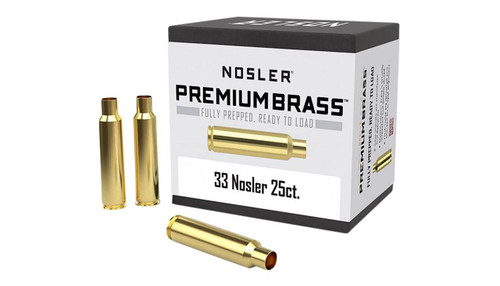 Nosler 10222 Premium Brass Unprimed Cases 33 Nosler Pistol Brass 25 Per Box UPC: 054041102223