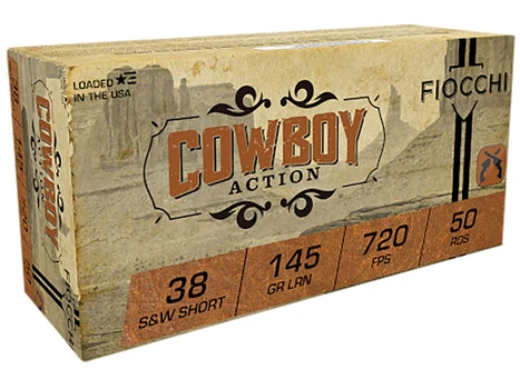 Fiocchi 38SWSHL Cowboy Action 38S&WShort 145gr Lead Round Nose 50 Per Box/20 Case