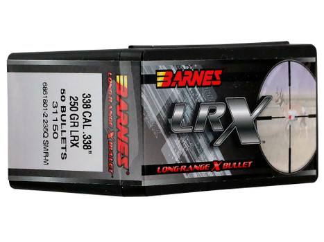 Barnes Bullets 31150 LRX Long Range 338Cal 250gr Boat Tail 50/Box