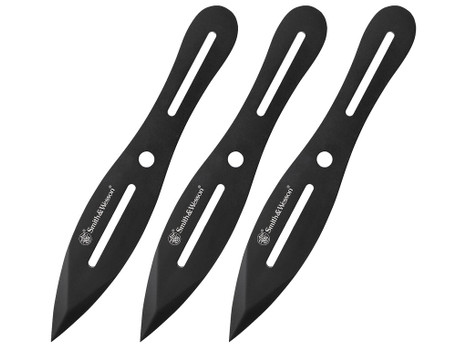 Smith & Wesson Knives SWTK8BCP Bullseye Throwing Knives 4.26" Fixed Plain Black Oxide 2Cr13MoV SS Blade, Black Stainless Steel Handle, Includes Sheath, 8" OAL, Set of 3