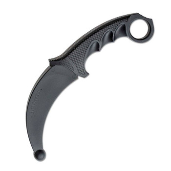 Cold Steel CS92R49 Karambit Rubber Trainer 4 Fixed Plain Black Santoprene BladeBlack Deep Checkered wRing Pommel Santoprene Handle UPC: 705442018353 Cold Steel CS92R49 Karambit Rubber Trainer 4 Fixed Plain Black Santoprene BladeBlack Deep Checkered wRing Pommel Santoprene Handle UPC: 705442018353
