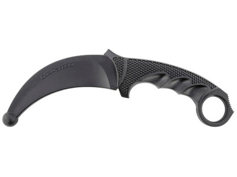 Cold Steel CS92R49 Karambit Rubber Trainer 4" Fixed Plain Black Santoprene Blade/Black Deep Checkered w/Ring Pommel Santoprene Handle