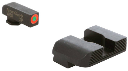 AmeriGlo GL434 Protector Sight Set for Glock  Black  Green Tritium  with Orange Outline Front Sight Black Serrated Rear Sight UPC: 644406903253