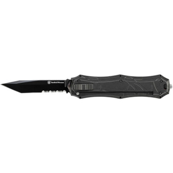 OTF Assist, Finger Actuator, Black 40% Serrated Tanto Blade AUS-8 Steel. No Ship CA, NY, MA UPC: 028634709793