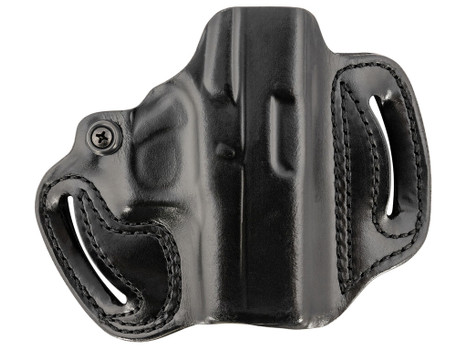 DeSantis Gunhide 086BA8BZ0 Mini Slide OWB Black Leather Belt Slide Fits Glock 43/43x/48 Belt 1.75" Wide Black Hand