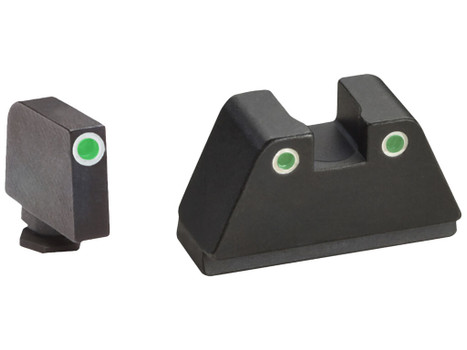 AmeriGlo GL329 Optic Compatible Sight Set for Glock XL Tall Green Tritium White Outline Front Sight-Green Tritium White Outline Rear Sight