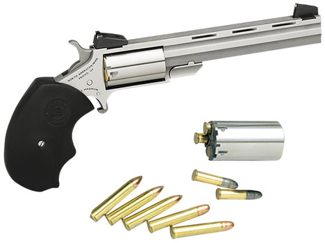 North American Arms MMTC MiniMaster CA Compliant 22 LR22 Mag 5rd 4 Overall Stainless Steel with Black Rubber Grip  Adj Sights UPC: 744253000614