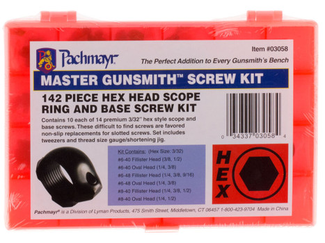 Lyman 03058 Master Gunsmith Hex Head Ring and Base Screw Kit Hardened Steel Universal Metal Handle 142 Pieces