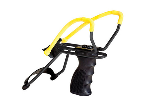 Daisy 998151506 998151506 Slingshot w/ Pistol Grip Yellow Steel Frame Black Molded Sure-Grip w/Wrist Support Handle