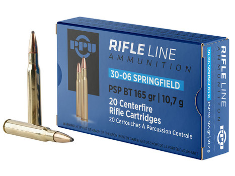 PPU PP30062 Standard Rifle 30-06Springfield 165gr Pointed Soft Point Boat Tail 20 Per Box/10 Case