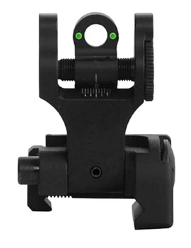 Troy Ind SSIGFBSRTBT00 Tritium Rear Folding BattleSight Round  Black Hardcoat Anodized for AR15 UPC: 812699011034
