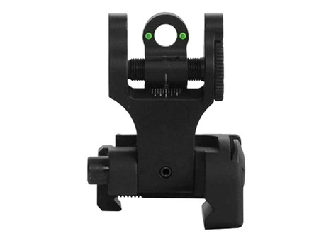 Troy Ind SSIGFBSRTBT00 Tritium Rear Folding BattleSight Round Black Hardcoat Anodized for AR-15